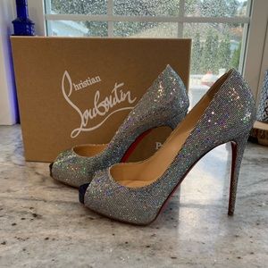 USED - Christian Louboutin Very Prive 120 mm Glitter Disco Ball Pumps